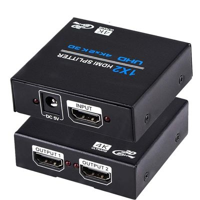 1x2 HDMI Splitter, 1 in 2 Out HDMI Splitter Audio Video Distributor Box Support 3D & 4K x 2K Compatible for HDTV, STB, PS3, PS4 Pro Blu-Ray DVD Player, Projector Etc