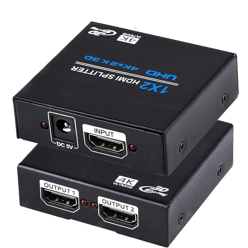 1x2 HDMI Splitter, 1 in 2 Out HDMI Splitter Audio Video Distributor Box Support 3D & 4K x 2K Compatible for HDTV, STB, PS3, PS4 Pro Blu-Ray DVD Player, Projector Etc