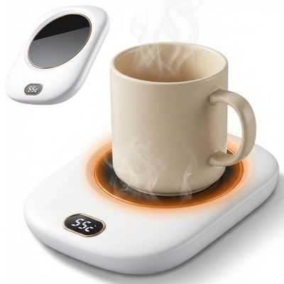 Cup Warmer, 3-Level Mug Heater Waterproof Cordless USB Electric Mug Warmer for Coffee, Tea, Milk, Water, White
