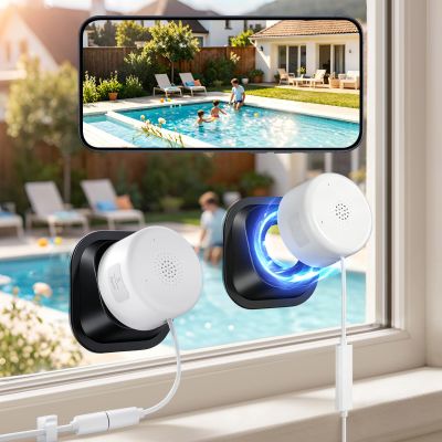 4MP/2K Window Camera for Home Security, 2Pack No Drill 5G&2.4G WiFi Indoor Security Cameras, Outdoor Monitoring thru Glass, Blacklight Color Night Vision, 24/7 AI Human Detection, Apt. Easy Mag. Mount