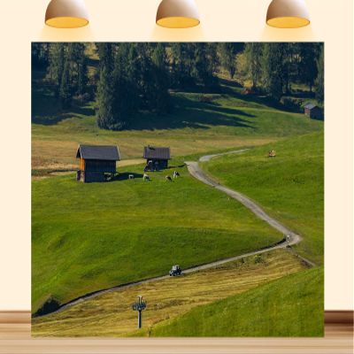 10X5ft Fabric European Countryside Farm Field Backdrop Children Flying Kites Hill Green Pasture Spring Summer Scenery Background Outdoor Play Date Outdoor Party Decorations Photo Studio Props