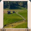 10X5ft Fabric European Countryside Farm Field Backdrop Children Flying Kites Hill Green Pasture Spring Summer Scenery Background Outdoor Play Date Outdoor Party Decorations Photo Studio Props view 3