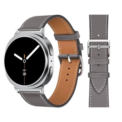 CTOINV Leather Strap for Galaxy Watch 8 40mm 44mm 8 Classic 46mm Women Wristband Bracelet for Galaxy Watch Ultra 47mm Watchband(Gray,Galaxy Ultra 47mm)