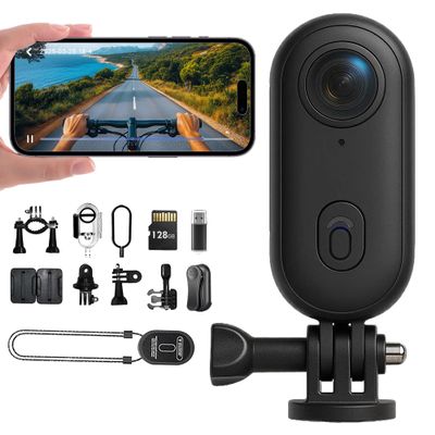 POV Record PRO 2.0, 128G New Ultra Wide Hands-Free 4K POV Camera, for Motorcycle, Bike, Swimming, Daily Records (Black-1080P)