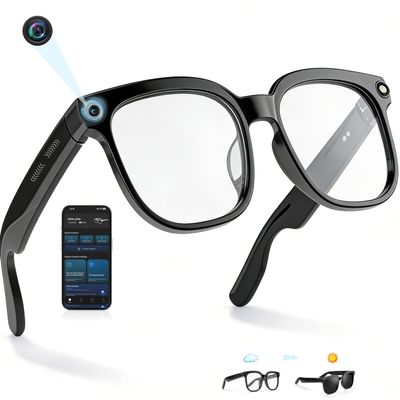 AI Smart Glasses with Camera, 4K POV Video Recording, Real-Time Translation in 140+ Languages, Voice Assistant, Object Recognition, Photochromic Lenses, Bluetooth/WiFi for Travel, Work, Vlogging