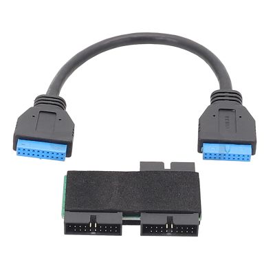19Pin USB 3.0 Adapter Connector 1 USB Female to 2 Male Converter Hub with Chip and Modular Cable Design