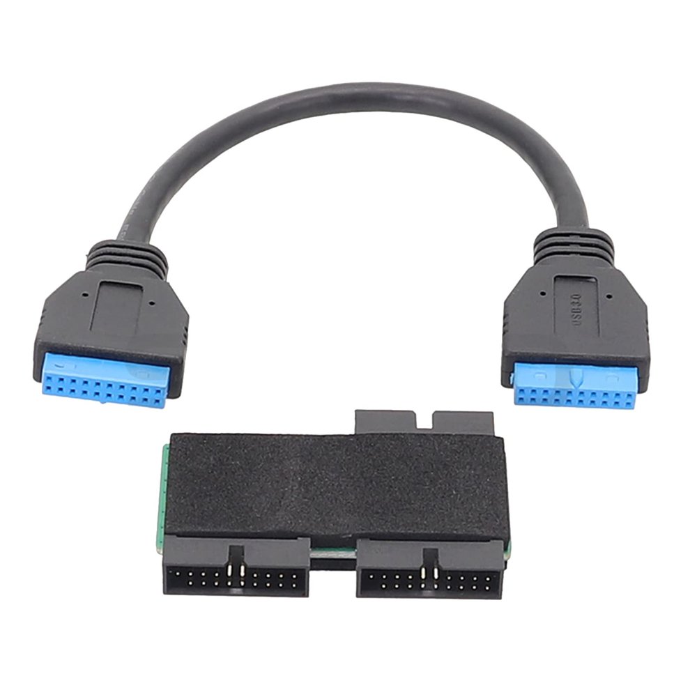 19Pin USB 3.0 Adapter Connector 1 USB Female to 2 Male Converter Hub with Chip and Modular Cable Design