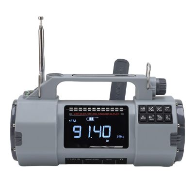 XUMIUZIY Solar Hand Crank Emergency Radio, FM MW SW VHF WB Weather Radio with Flashlight, 5000mAh Solar Powered Smart Phone Charger for Camping Emergency