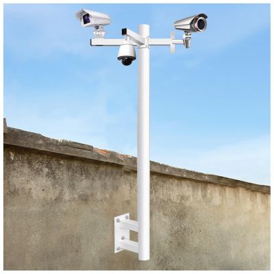 Surveillance Camera Bracket and Post for PTZ Dome Cameras, Security Camera Rack Wall Mounted, Surveillance Camera Pole 1.64ft - 9.84ft Tall, Galvanized Steel Pipe(Bracket D,4.92feet/59 H)