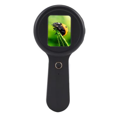 XUMIUZIY Digital Microscope Handheld, 200X Digital Magnifying Glass with 2 Inch IPS Screen, Portable Microscope with 16 LED Lights for Circuit Repairing Soldering (Black)