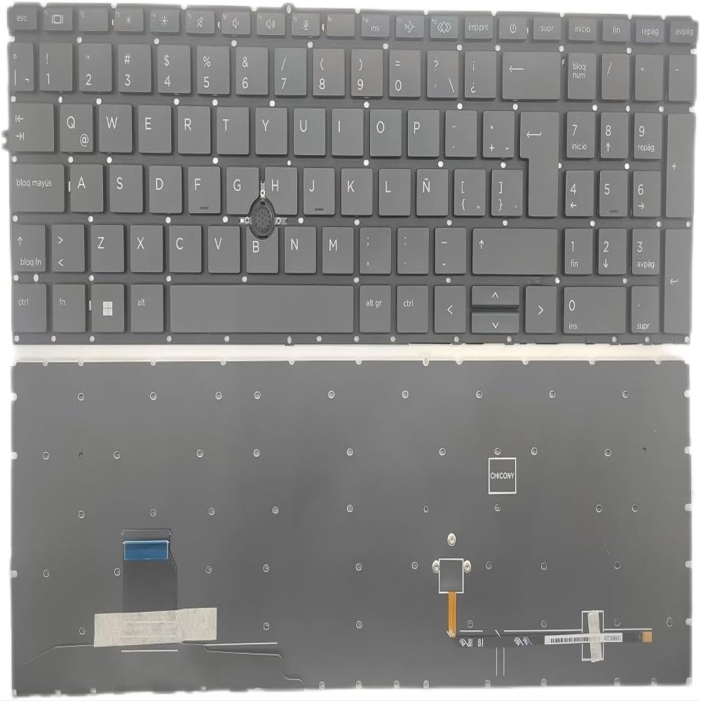 100% New Spanish Replacement Laptop Keyboard for HP Elitebook 750 G7 755 G7 850 G7 855 G7 750 G8 755 G8 850 G8 855 G8, Zbook Firefly 15 G7 15 G8, Black Keyboard with Pointer/Without Backlit