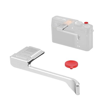 XBERSTAR Thumb Grip Compatible with Fujifilm X100VI Camera Hand Grip Aluminum Hot Shoe Rest with Shutter Button (Silver)