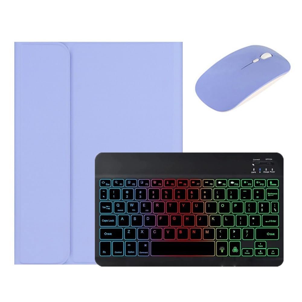 Backlit Keyboard Case for Galaxy Tab A11+ Plus / A9+ Plus 11 inch Case with Mouse and Detachable Backlight Color Keyboard Case with S Pen Holder,Purple+Black