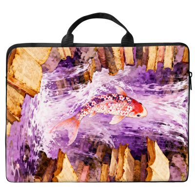 10 inch Laptop Bag for Women & Men - Books and Carp Pattern Computer Bag with Handle & Zipper Portable Tote Bags Laptop Sleeve Fits 10 inch Laptops Notebook Tablet & Accessorie