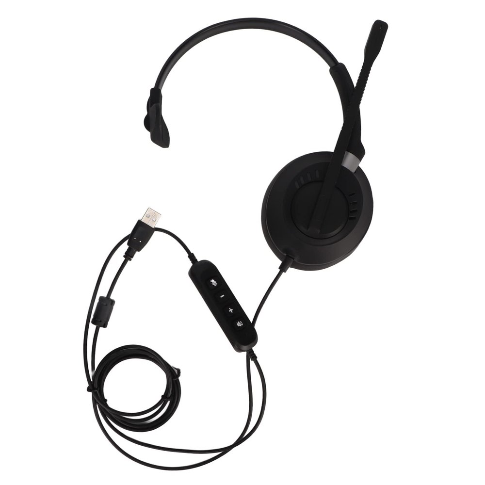 KunEchevyr X6S USB 2 Telephone Headset, Professional Monaural Communication Headset with HD Noise Reduction Mic, USB Plug and Play Office Headset for Customer Service, Call Center, Telemarket