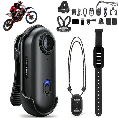 4K POV Motorcycle Camera, Wearable Body Action Cam with Head Strap & Chest Mount, 35g Magnetic Thumb Camera, 170 Wide Angle, 30M Waterproof, Helmet & Handlebar Mount (Black-4K-64G,Premium)