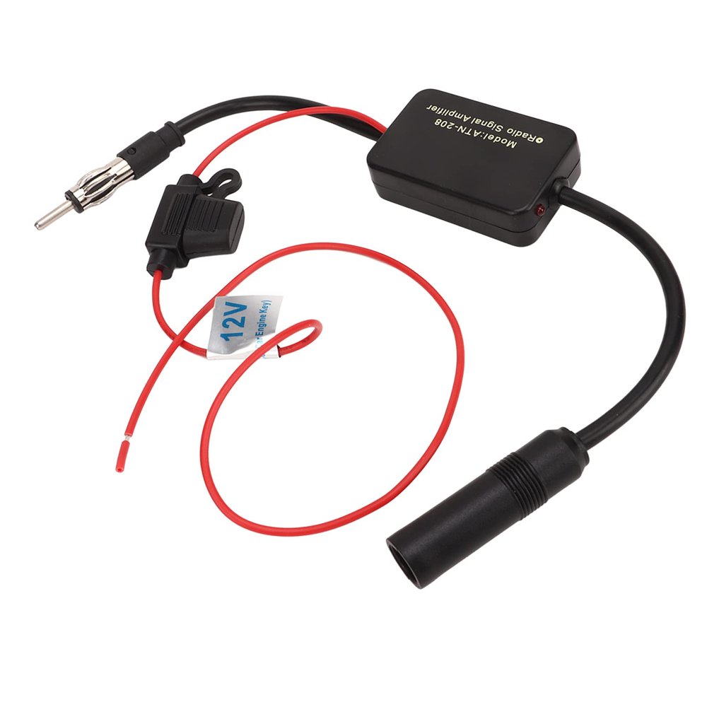 12V Car Stereo Radio Antenna Signal Booster and Amplifier for Vehicle, Interference AM FM Radio Signal Enhancer for Stable Signal and Clearer Audio, High Efficiency Plastic