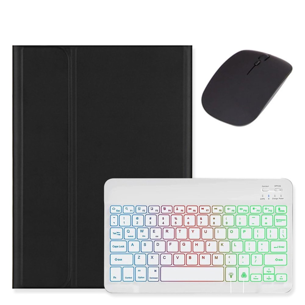 Backlit Keyboard Case for Galaxy Tab A11+ Plus / A9+ Plus 11 inch Case with Mouse and Detachable Backlight Color Keyboard Case with S Pen Holder,Black+White