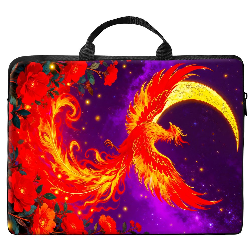 10 inch Laptop Bag for Women & Men - Red Flowers Fire Phoenix Pattern Computer Bag with Handle & Zipper Portable Tote Bags Laptop Sleeve Fits 10 inch Laptops Notebook Tablet & Accessorie