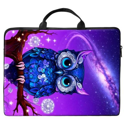 10 inch Laptop Bag for Women & Men - Blue Owl Galaxy Pattern Computer Bag with Handle & Zipper Portable Tote Bags Laptop Sleeve Fits 10 inch Laptops Notebook Tablet & Accessorie