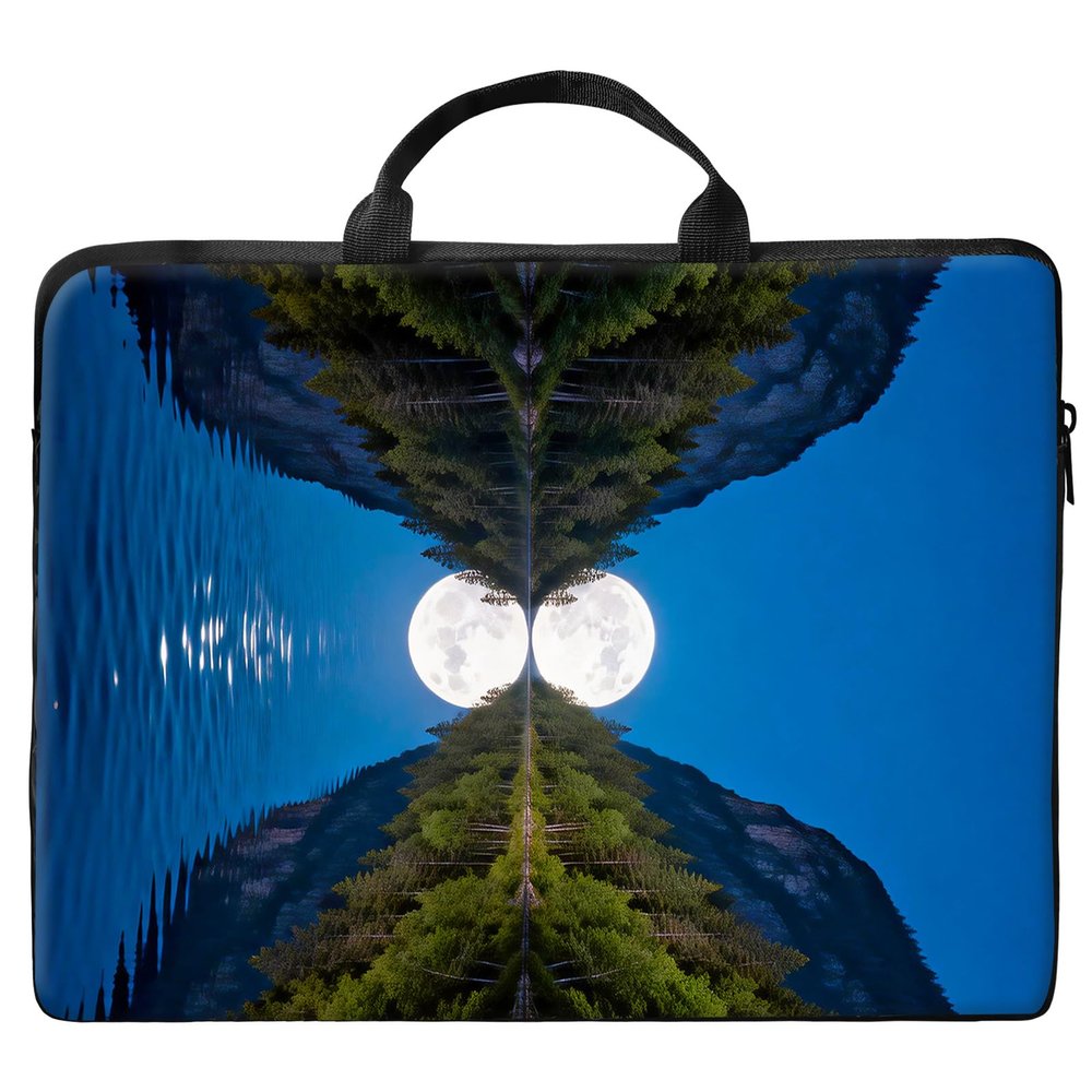 10 inch Laptop Bag for Women & Men - Mountain Trees and The Moon Pattern Computer Bag with Handle & Zipper Portable Tote Bags Laptop Sleeve Fits 10 inch Laptops Notebook Tablet & Accessorie