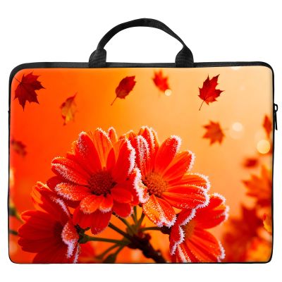 10 inch Laptop Bag for Women & Men - Red Flowers and Maple Leaves Pattern Computer Bag with Handle & Zipper Portable Tote Bags Laptop Sleeve Fits 10 inch Laptops Notebook Tablet & Accessorie