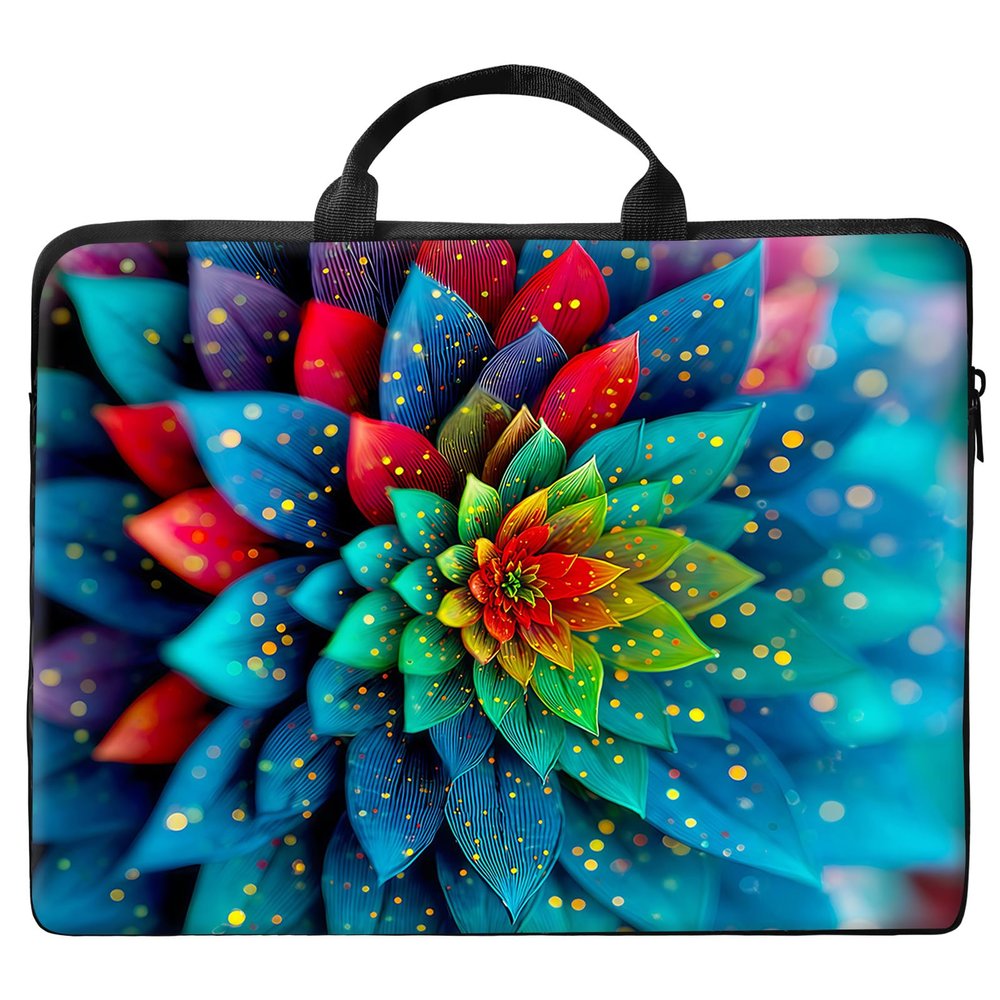 12 inch Laptop Bag for Women & Men - Colorful Lotus Pattern Computer Bag with Handle & Zipper Portable Tote Bags Laptop Sleeve Fits 12 inch Laptops Notebook Tablet & Accessorie