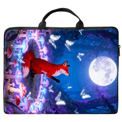 10 inch Laptop Bag for Women & Men - Mushroom Butterflies and Fox Pattern Computer Bag with Handle & Zipper Portable Tote Bags Laptop Sleeve Fits 10 inch Laptops Notebook Tablet & Accessorie