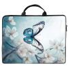 13 inch Laptop Bag for Women & Men - White flowers and blue butterflies Pattern Computer Bag with Handle & Zipper Portable Tote Bags Laptop Sleeve Fits 13 inch Laptops Notebook Tablet & Accessorie view 1