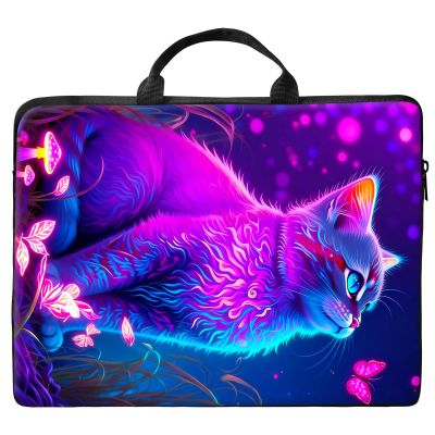 10 inch Laptop Bag for Women & Men - Purple Cat Pattern Computer Bag with Handle & Zipper Portable Tote Bags Laptop Sleeve Fits 10 inch Laptops Notebook Tablet & Accessorie