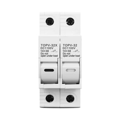 1P 2P DC Fuse Holder 10 * 38mm High Voltage Solar PV 1100V TOPV-30 Base Photovoltaic System Protection Protector gpV(2P with LED)