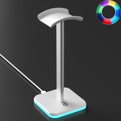 Ahonnpely Headphone Stand for Desk - Headset Stand with Aluminum Hanger, Headphone Holder for AirPods Max, Sony, Bose, Beats and More (RGB-White)