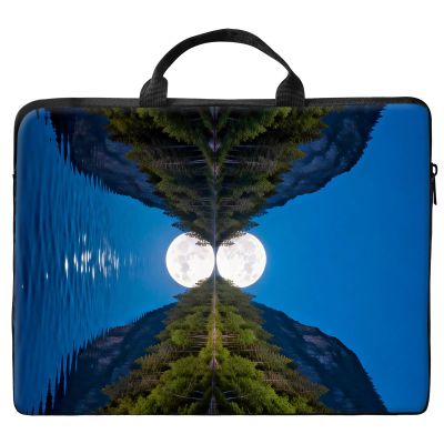 13 inch Laptop Bag for Women & Men - Mountain Trees and the Moon Pattern Computer Bag with Handle & Zipper Portable Tote Bags Laptop Sleeve Fits 13 inch Laptops Notebook Tablet & Accessorie
