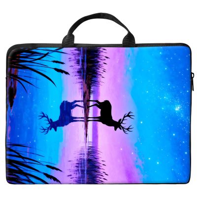10 inch Laptop Bag for Women & Men - Blue Galaxy Deer Pattern Computer Bag with Handle & Zipper Portable Tote Bags Laptop Sleeve Fits 10 inch Laptops Notebook Tablet & Accessorie