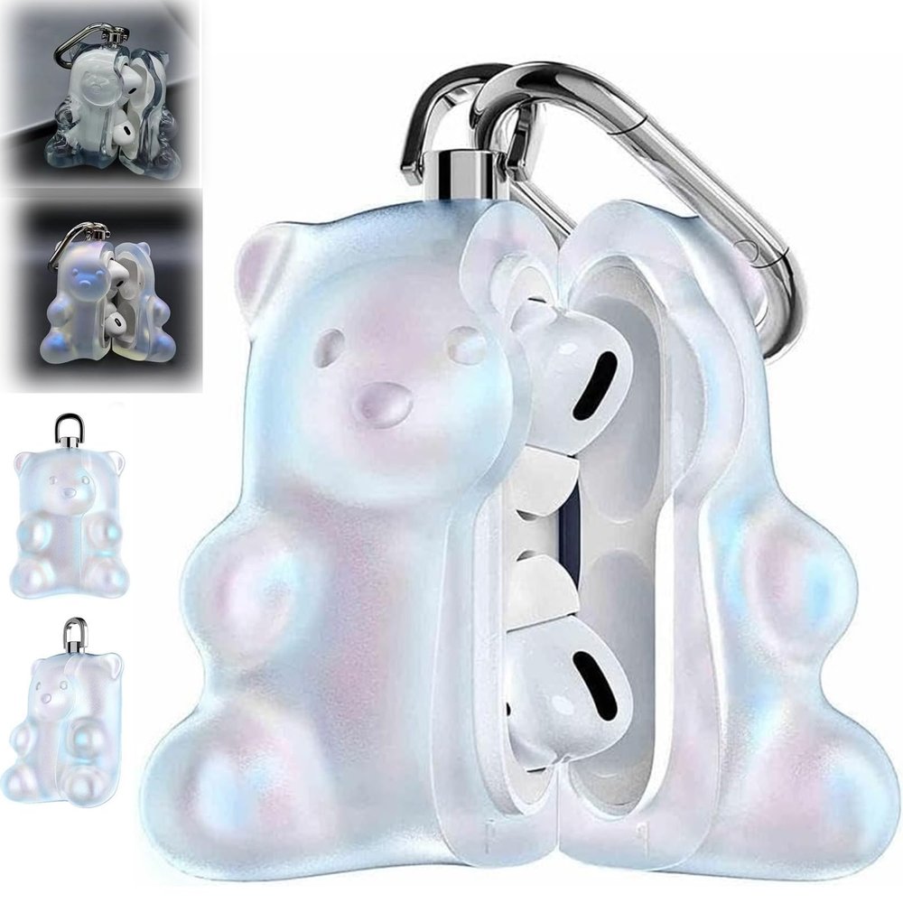 Bear Shaped Protective Case for Air Pods, Silicone Case Funny Cover Compatible for Airpods 4, Cute Shockproof Protective Cover Case, Silicone Clear Cover Bear Earphone Case (Colour, for AirPods 4)