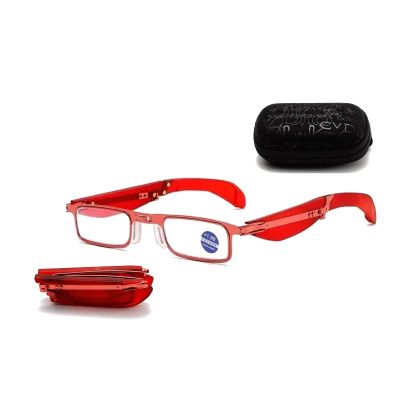 Dianaily Foldable Anti-Blue Light Reading Glasses with Case,Portable Foldable Reading Glasses for Men Women, Anti Eyestrain (Red,+2.0)