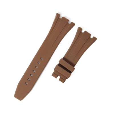 HuanJ 27mm 28mm 30mm Rubber Strap Compatible With Royal Oak Offshore 15710 15703 26471 26474 15706 Soft Silicone Watch Band(Brown,30mm)
