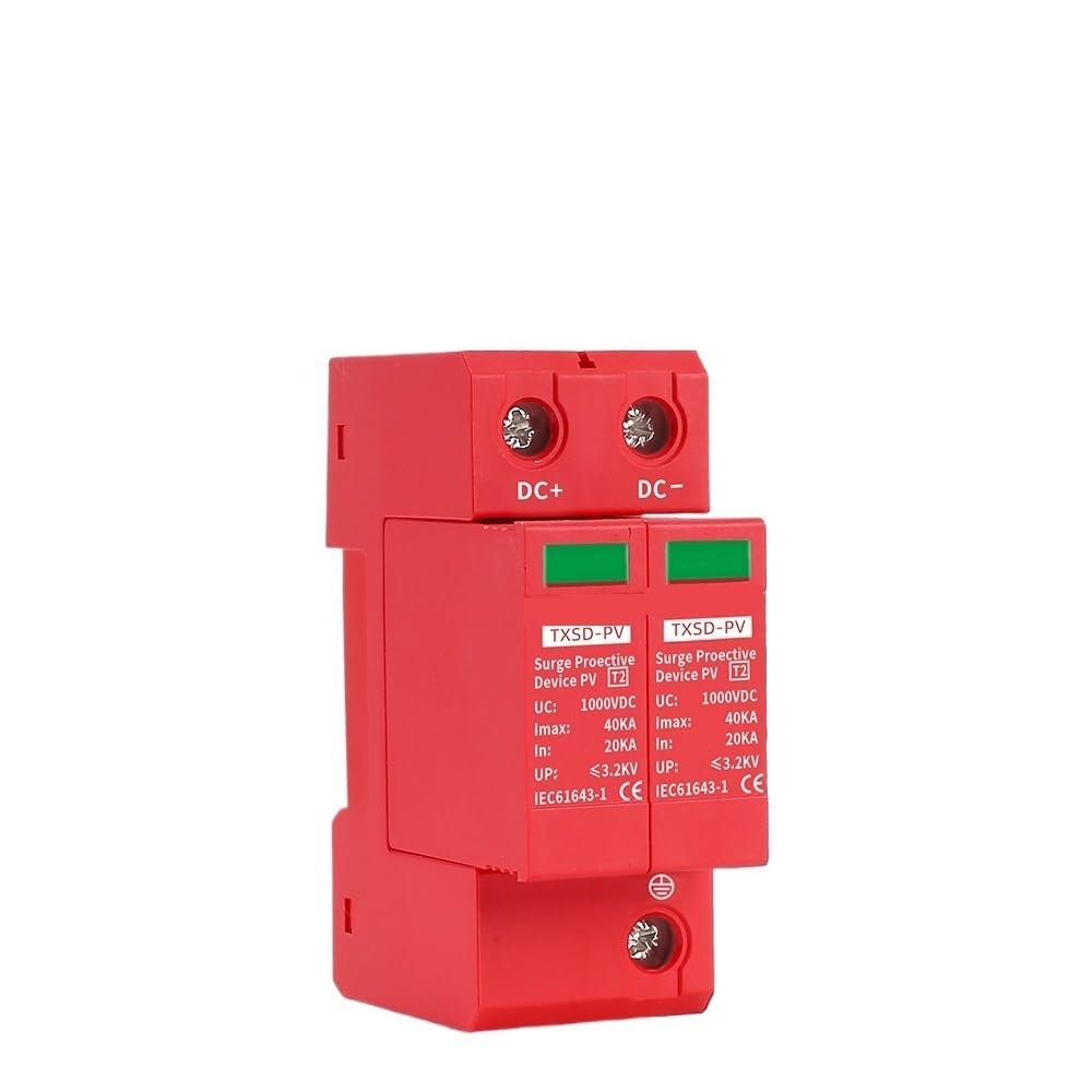 DC SPD Surge Protective Device 2P 40KA 60KA 600V 800V 1000V Voltage Protector Solar PV Photovoltaic Lightning Arrester(40KA,DC 600V)