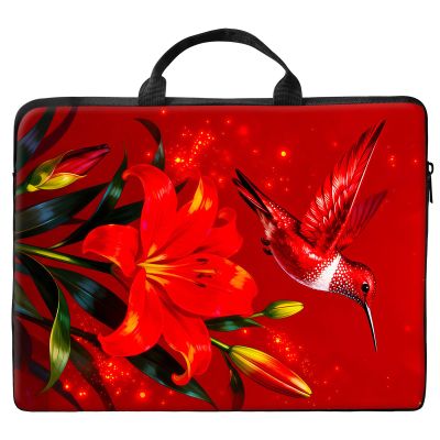 12 inch Laptop Bag for Women & Men - Red Flowers and Bird Pattern Computer Bag with Handle & Zipper Portable Tote Bags Laptop Sleeve Fits 12 inch Laptops Notebook Tablet & Accessorie