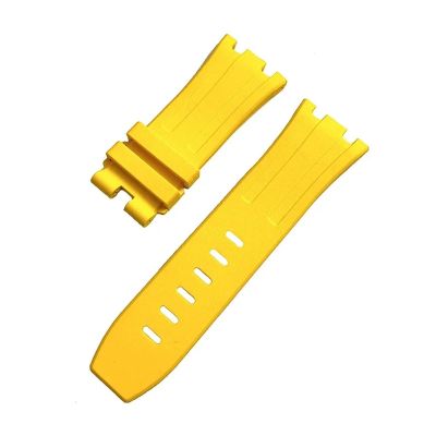 HuanJ 27mm 28mm 30mm Rubber Strap Compatible With Royal Oak Offshore 15710 15703 26471 26474 15706 Soft Silicone Watch Band(Yellow,27mm)