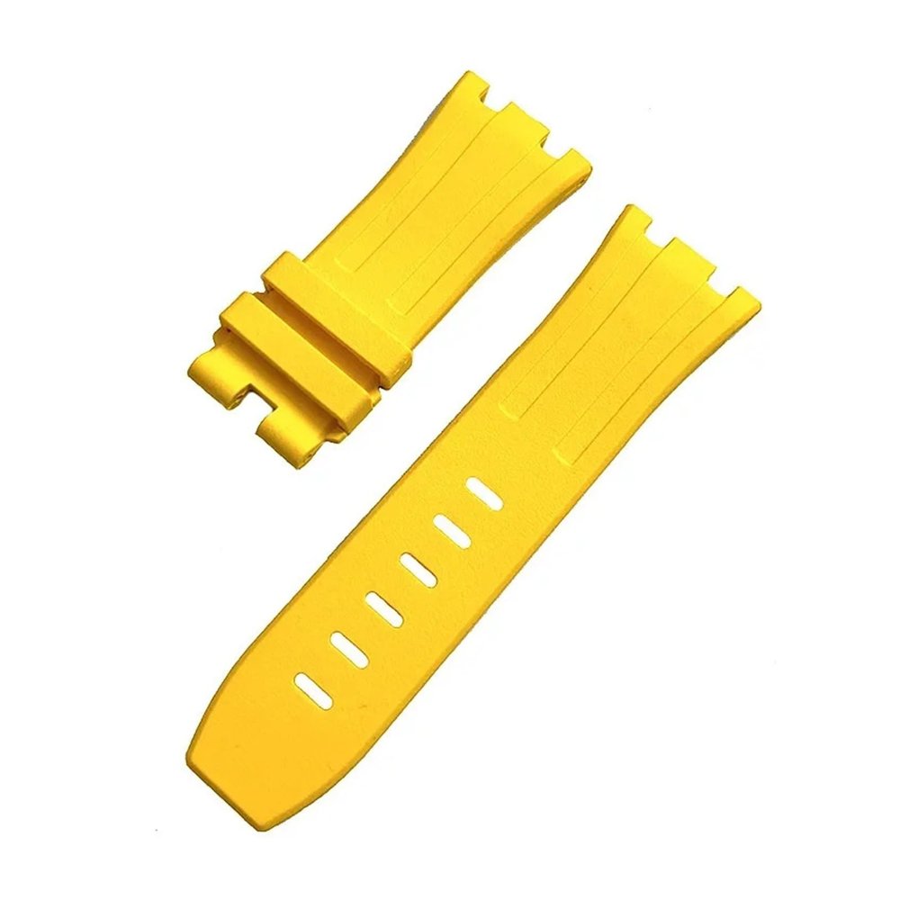 HuanJ 27mm 28mm 30mm Rubber Strap Compatible With Royal Oak Offshore 15710 15703 26471 26474 15706 Soft Silicone Watch Band(Yellow,27mm)