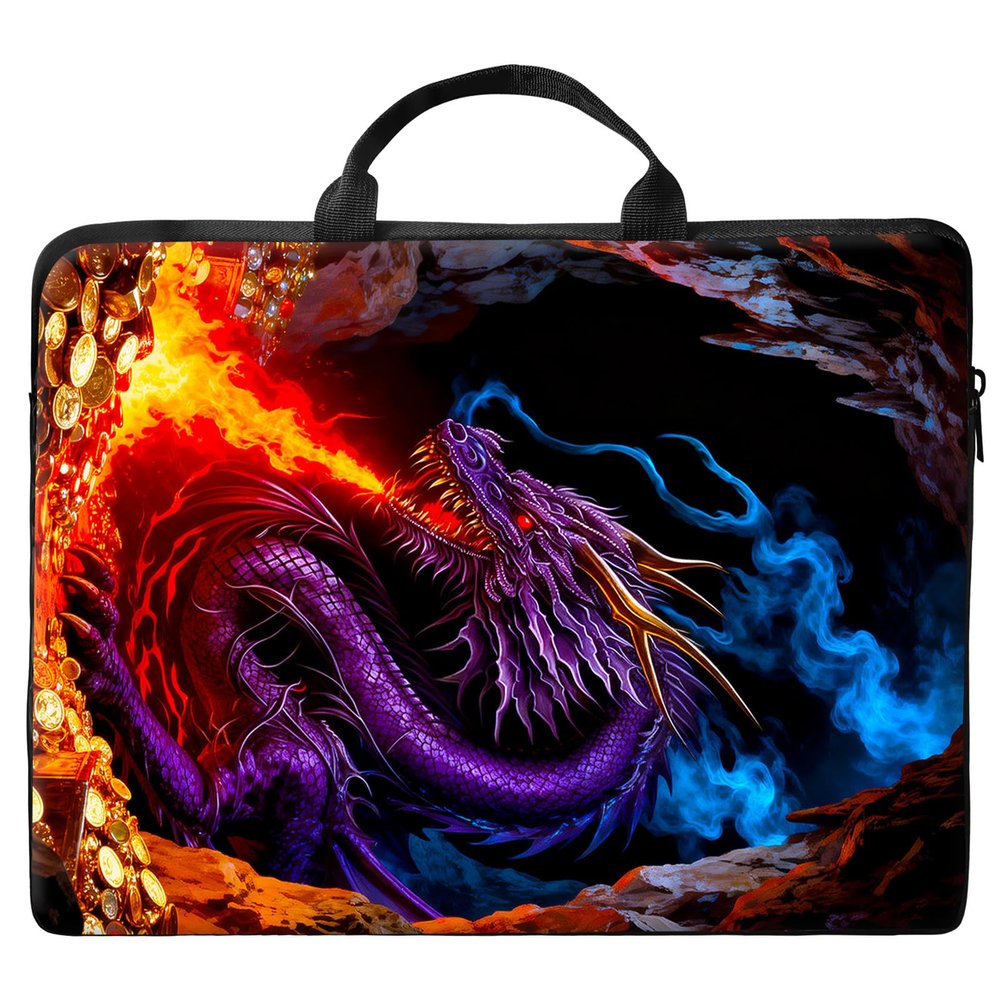 12 inch Laptop Bag for Women & Men - Cute Purple Dragon Pattern Computer Bag with Handle & Zipper Portable Tote Bags Laptop Sleeve Fits 12 inch Laptops Notebook Tablet & Accessorie