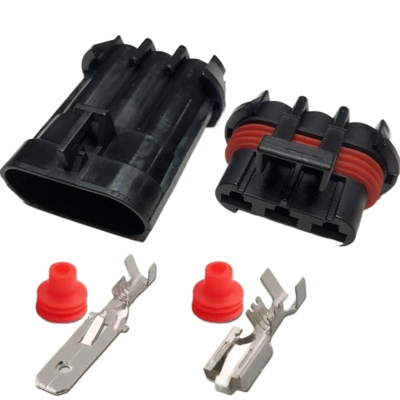 6.3mm Water Tank Radiator Plug 2Hole 3pin Car Electronic Fan Harness Connector High Current Socket Sheath(3p,1sets)
