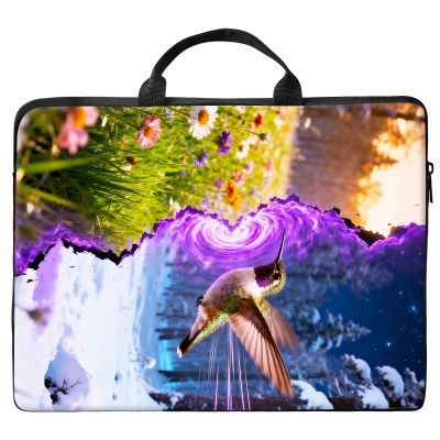 13 inch Laptop Bag for Women & Men - Flower Tree Hummingbirds Pattern Computer Bag with Handle & Zipper Portable Tote Bags Laptop Sleeve Fits 13 inch Laptops Notebook Tablet & Accessorie