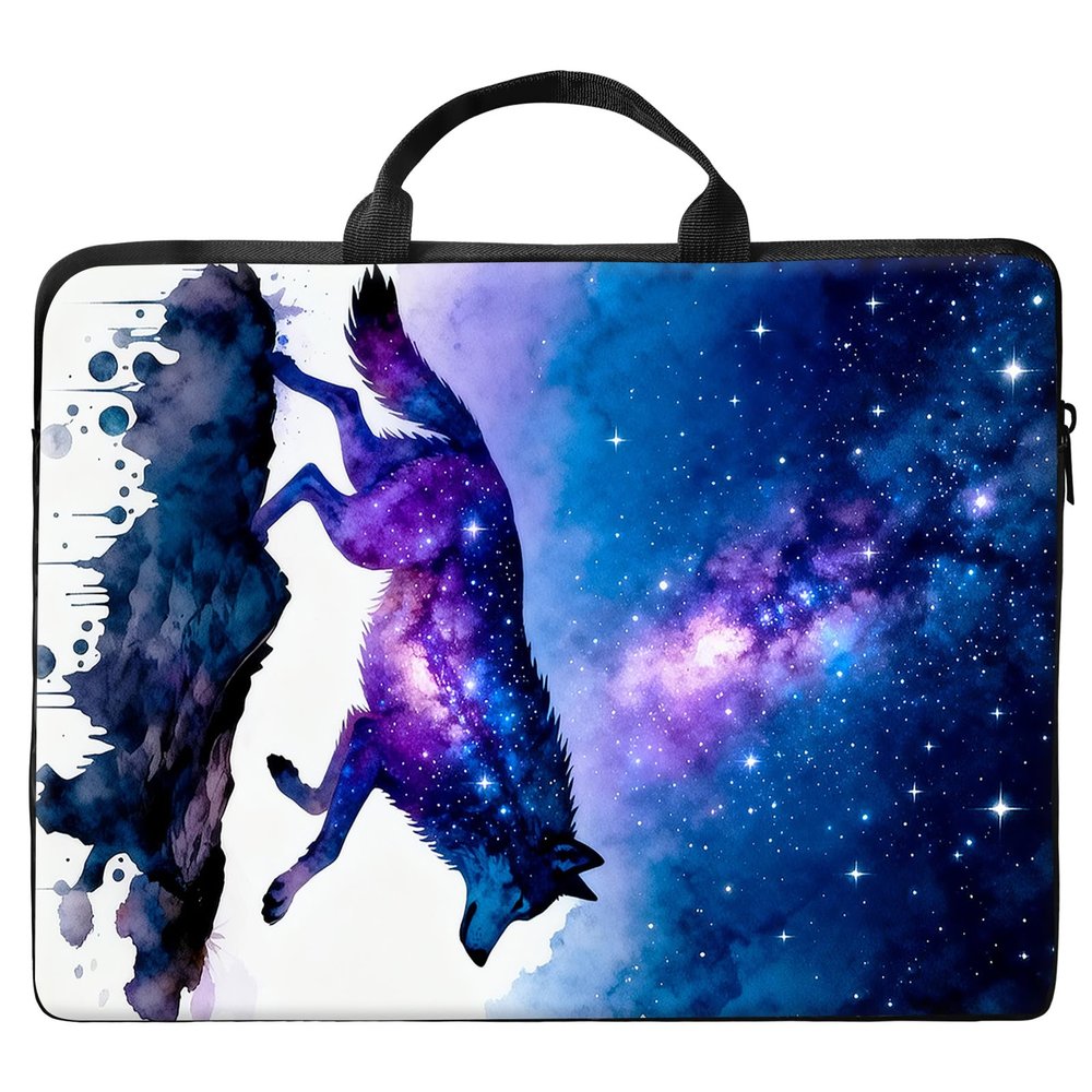 12 inch Laptop Bag for Women & Men - Galaxy Wolf Pattern Computer Bag with Handle & Zipper Portable Tote Bags Laptop Sleeve Fits 12 inch Laptops Notebook Tablet & Accessorie