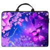 12 inch Laptop Bag for Women & Men - Purple Flash Butterflies Flowers Pattern Computer Bag with Handle & Zipper Portable Tote Bags Laptop Sleeve Fits 12 inch Laptops Notebook Tablet & Accessorie view 1