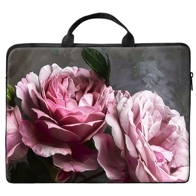 13 inch Laptop Bag for Women & Men - Pink Floral Flowers Pattern Computer Bag with Handle & Zipper Portable Tote Bags Laptop Sleeve Fits 13 inch Laptops Notebook Tablet & Accessorie