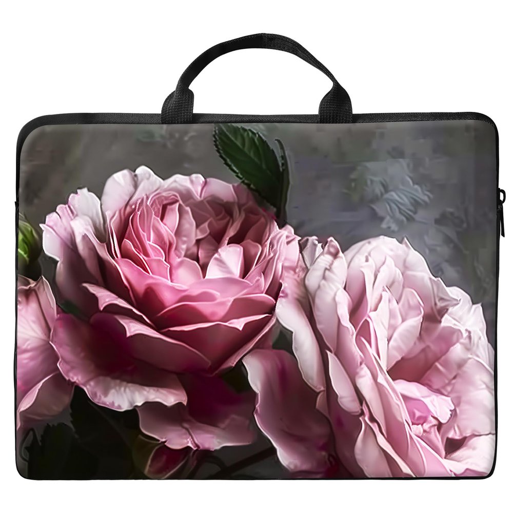 13 inch Laptop Bag for Women & Men - Pink Floral Flowers Pattern Computer Bag with Handle & Zipper Portable Tote Bags Laptop Sleeve Fits 13 inch Laptops Notebook Tablet & Accessorie