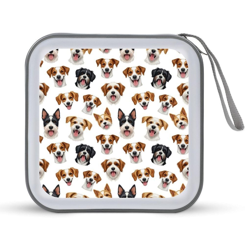 PPIKTC Portable CD/DVD Holder Lover Gifts Cute Funny Dogs, 40-Capacity Hard Case with Zipper, Protective Storage Binder for Music Movies Game Discs