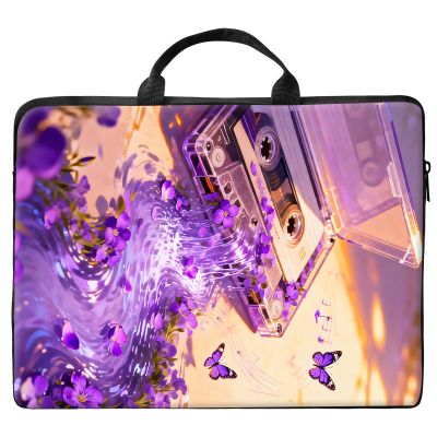 13 inch Laptop Bag for Women & Men - Audio Tape and Butterflies Flowers Pattern Computer Bag with Handle & Zipper Portable Tote Bags Laptop Sleeve Fits 13 inch Laptops Notebook Tablet & Accessorie